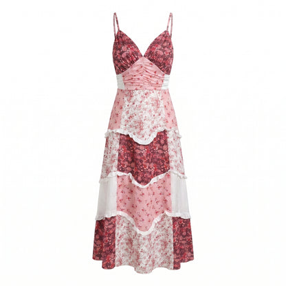 Wren Women's Maxi Dress Floral Patchwork Ruffle, Strappy