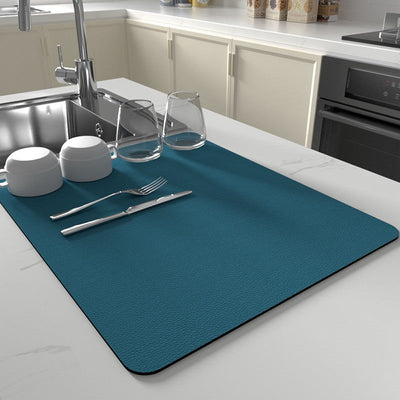 Absorbent Dish Drying Mat - Blue