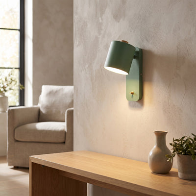 Adjustable Hardwired Cylinder Wall Sconce - Green