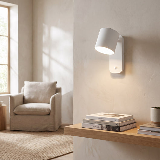 Adjustable Hardwired Cylinder Wall Sconce - White