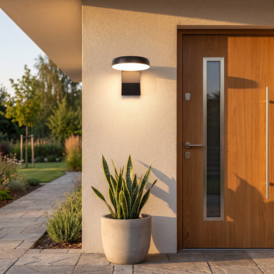 Adjustable IP65 Motion-Sensor Outdoor Wall Light - Warm Light / Wall Switch - Round