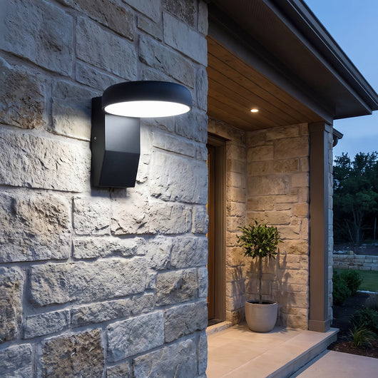 Adjustable IP65 Motion-Sensor Outdoor Wall Light - Warm Light / Wall Switch - Round