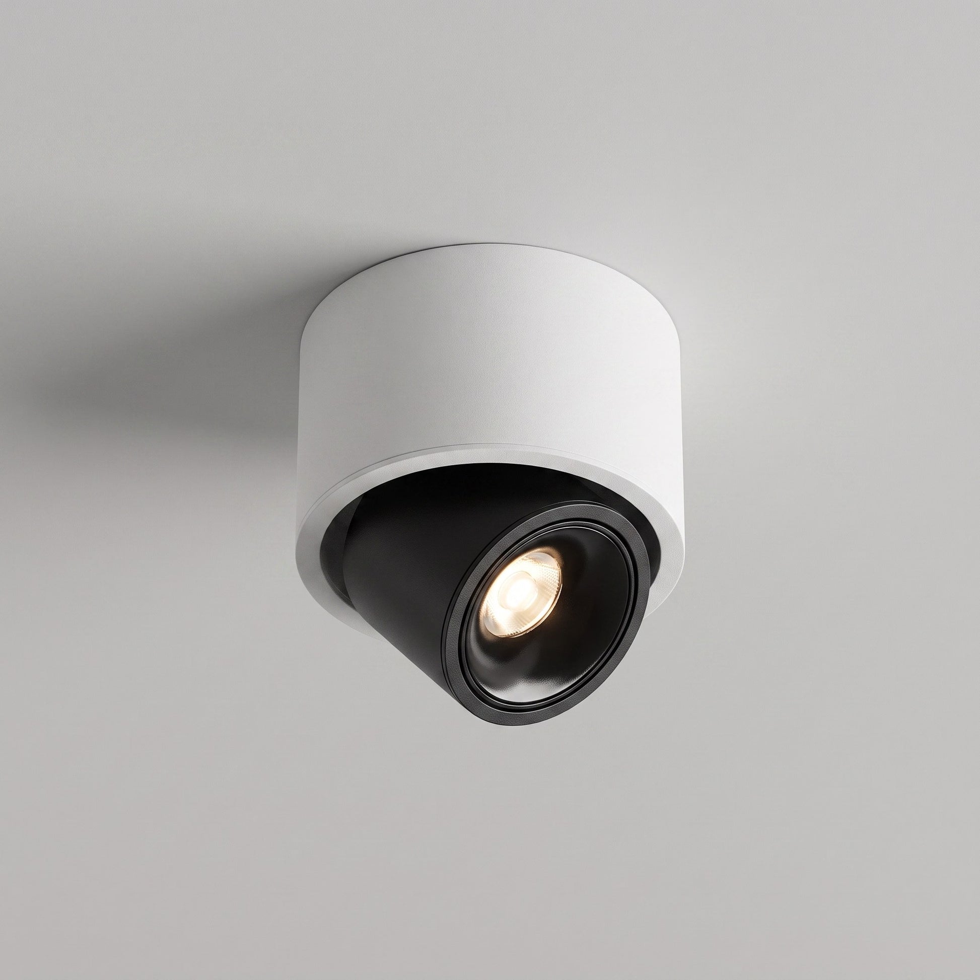 Adjustable LED Flush Mount Ceiling Spotlight - White + Black