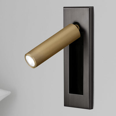 Adjustable LED Wall Reading Light - Matt Black+Copper / ∅ 2″ x H 6.1″ cylinder (Hidden switch)