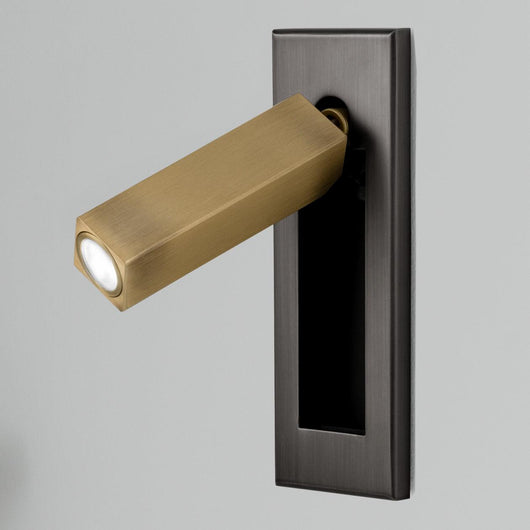 Adjustable LED Wall Reading Light - Matt Black+Copper / ∅ 2″ x H 6.1″ square (Hidden switch)