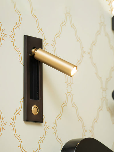 Adjustable LED Wall Reading Light - Matt Black+Copper / ∅ 2″ x H 7″ cylinder (Button switch)