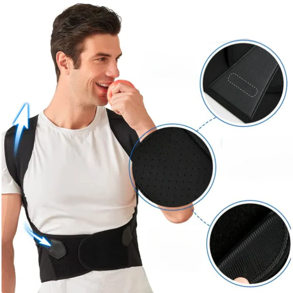 Adjustable Posture Corrector Back Brace - Black / S