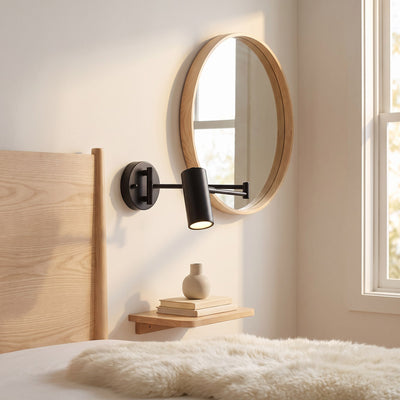 Adjustable Swing-Arm Brass Wall Sconce - Black & Warm Light / L 12.6″ x H 4.7″ (Wall switch)
