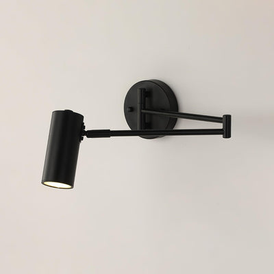 Adjustable Swing-Arm Brass Wall Sconce - Black & Warm Light / L 12.6″ x H 4.7″ (Wall switch)