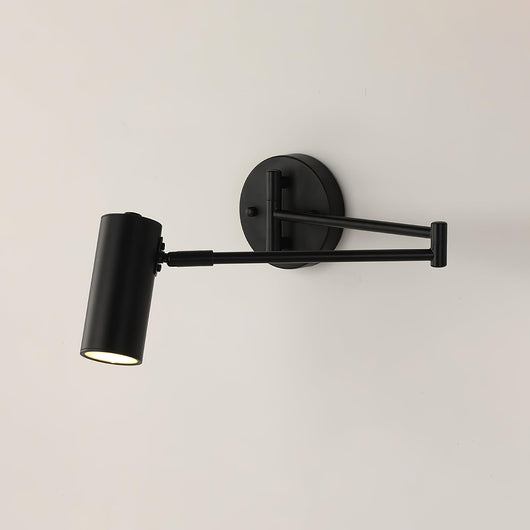 Adjustable Swing-Arm Brass Wall Sconce - Black & Warm Light / L 12.6″ x H 4.7″ (Wall switch)