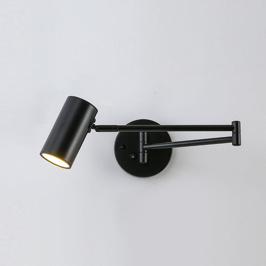 Adjustable Swing-Arm Brass Wall Sconce - Black & Warm Light / L 12.6″ x H 4.7″ (Wall switch)
