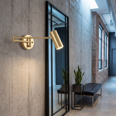 Adjustable Swing-Arm Brass Wall Sconce - Gold & Warm Light / L 12.6″ x H 4.7″ (Wall switch)
