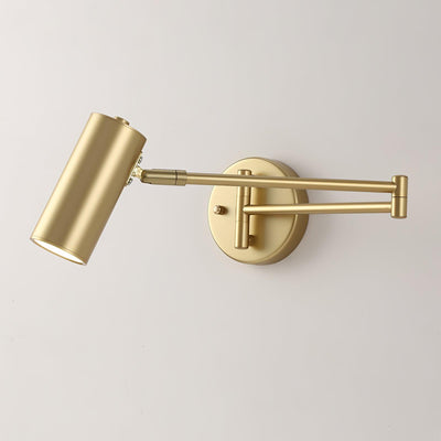 Adjustable Swing-Arm Brass Wall Sconce - Gold & Warm Light / L 12.6″ x H 4.7″ (Wall switch)