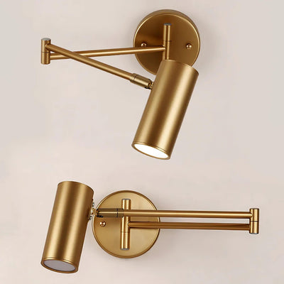 Adjustable Swing-Arm Brass Wall Sconce - Gold & Warm Light / L 12.6″ x H 4.7″ (Wall switch)