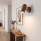 Adjustable Walnut and Brass Wall Sconce