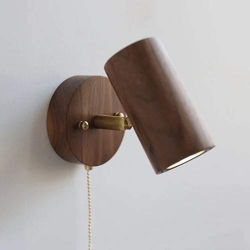 Adjustable Walnut and Brass Wall Sconce