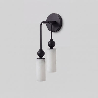 Alabaster-Look Double Wall Sconce - Black & White