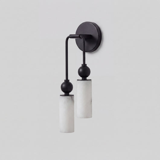 Alabaster-Look Double Wall Sconce - Black & White