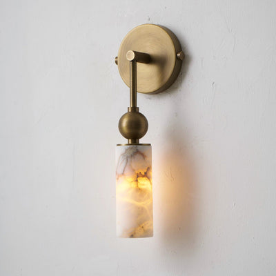 Alabaster-Look Double Wall Sconce - Brass & White / 1 head