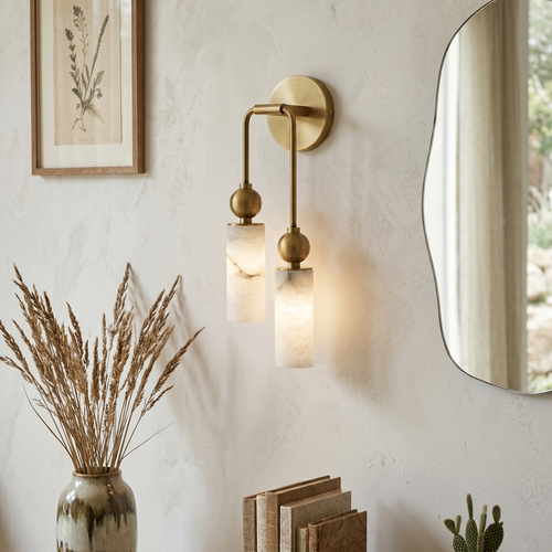 Alabaster-Look Double Wall Sconce