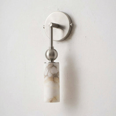 Alabaster-Look Double Wall Sconce - Nickel color & White / 1 head