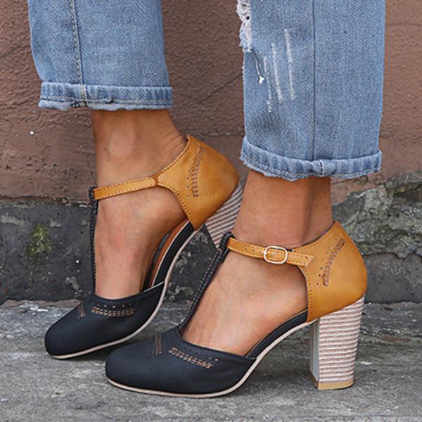 Anaïs T-Strap Block Heel Pumps