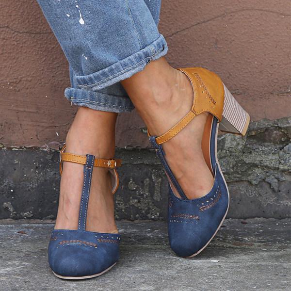 Anaïs T-Strap Block Heel Pumps