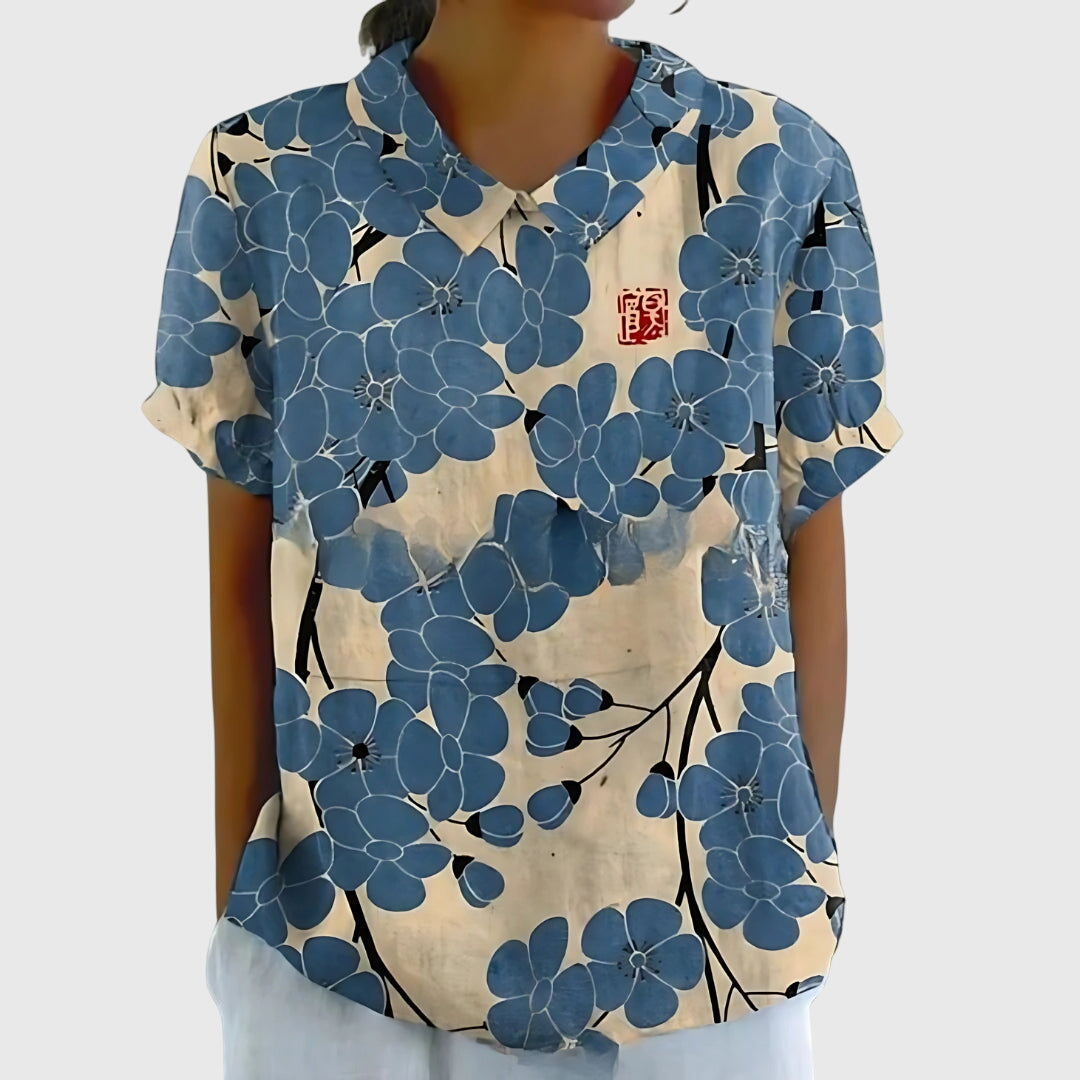 Aurélie Floral-Print Collared Blouse