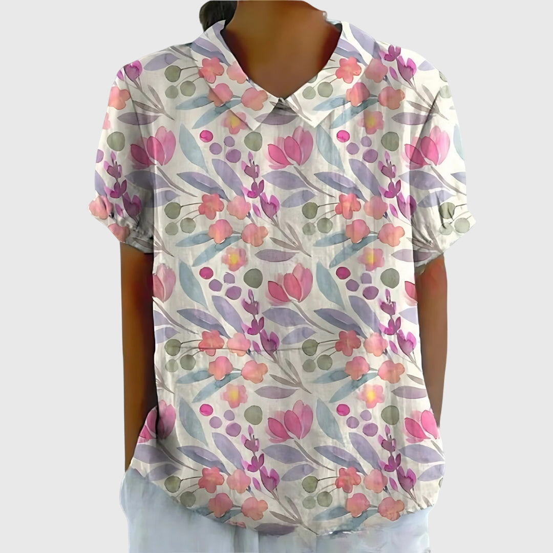 Aurélie Floral-Print Collared Blouse