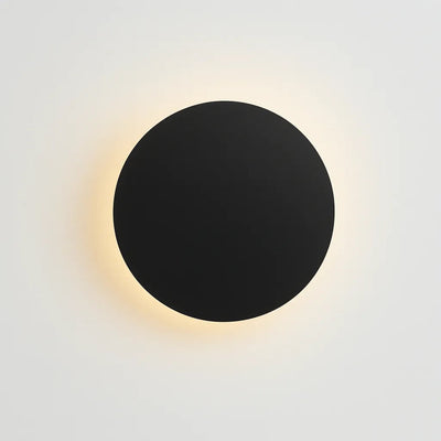 Backlit Round LED Wall Sconce - Black / 20cm