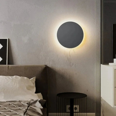 Backlit Round LED Wall Sconce - Gray / 20cm