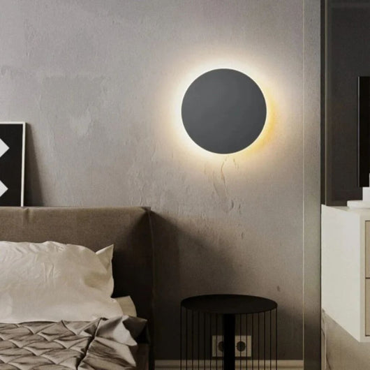 Backlit Round LED Wall Sconce - Gray / 20cm