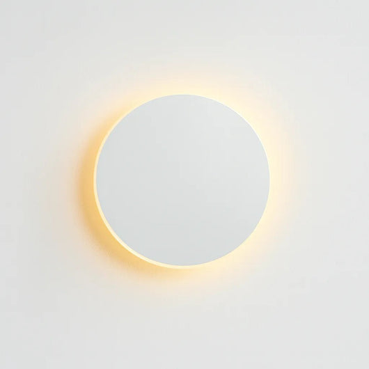Backlit Round LED Wall Sconce - White / 20cm