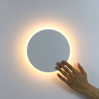 Backlit Round LED Wall Sconce - White / 20cm