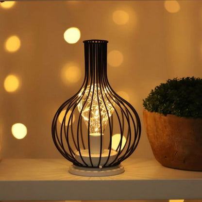 Battery-Powered Industrial Cage Table Lamp
