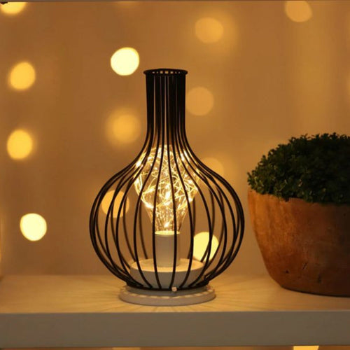 Battery-Powered Industrial Cage Table Lamp