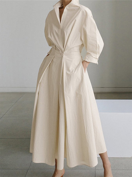 Béatrice Twist-Waist Midi Shirt Dress