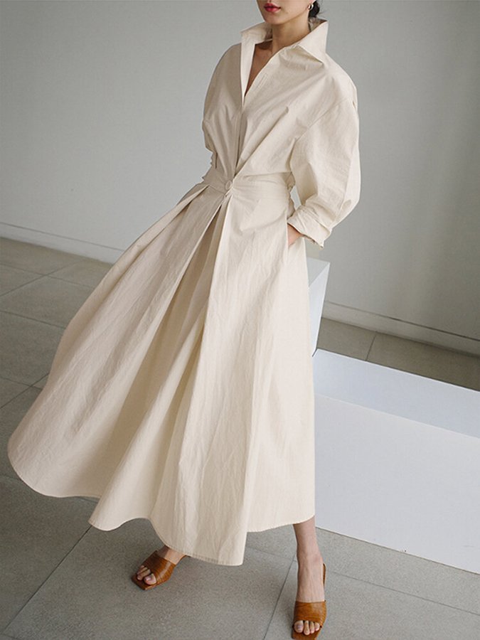 Béatrice Twist-Waist Midi Shirt Dress