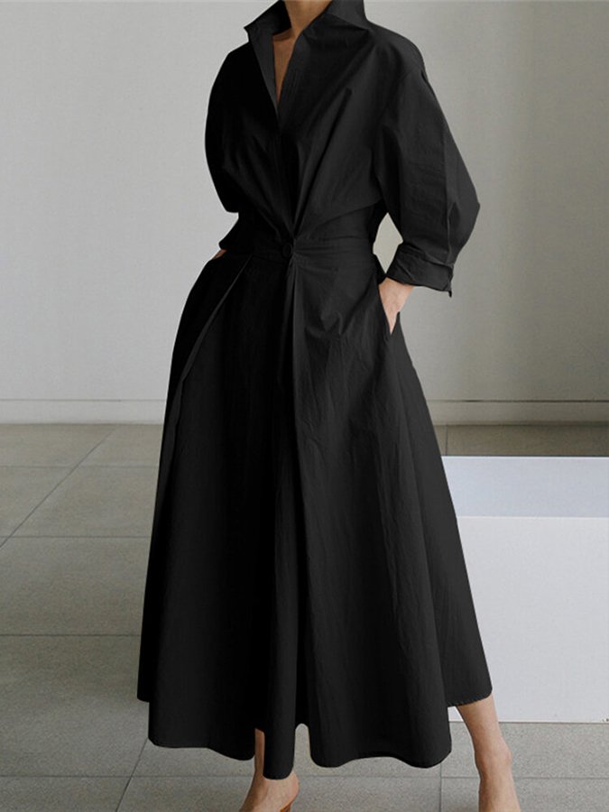 Béatrice Twist-Waist Midi Shirt Dress