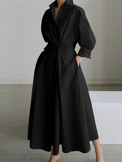 Béatrice Twist-Waist Midi Shirt Dress