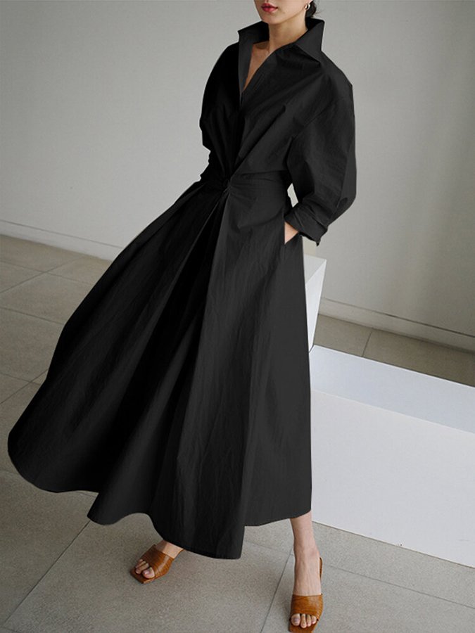 Béatrice Twist-Waist Midi Shirt Dress