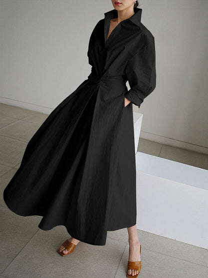 Béatrice Twist-Waist Midi Shirt Dress