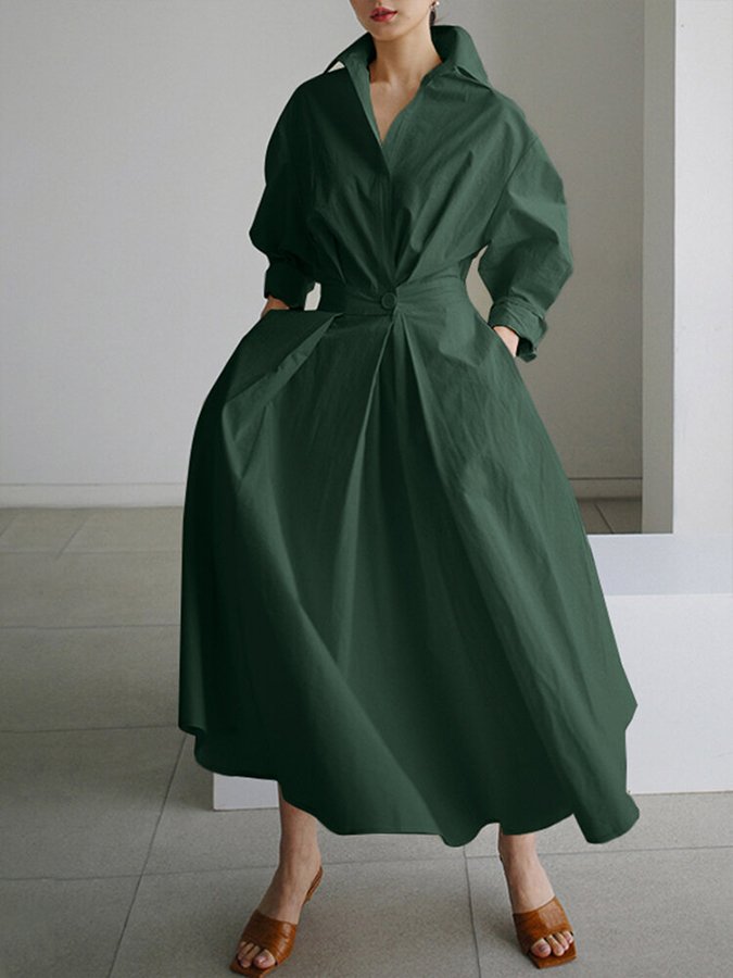 Béatrice Twist-Waist Midi Shirt Dress