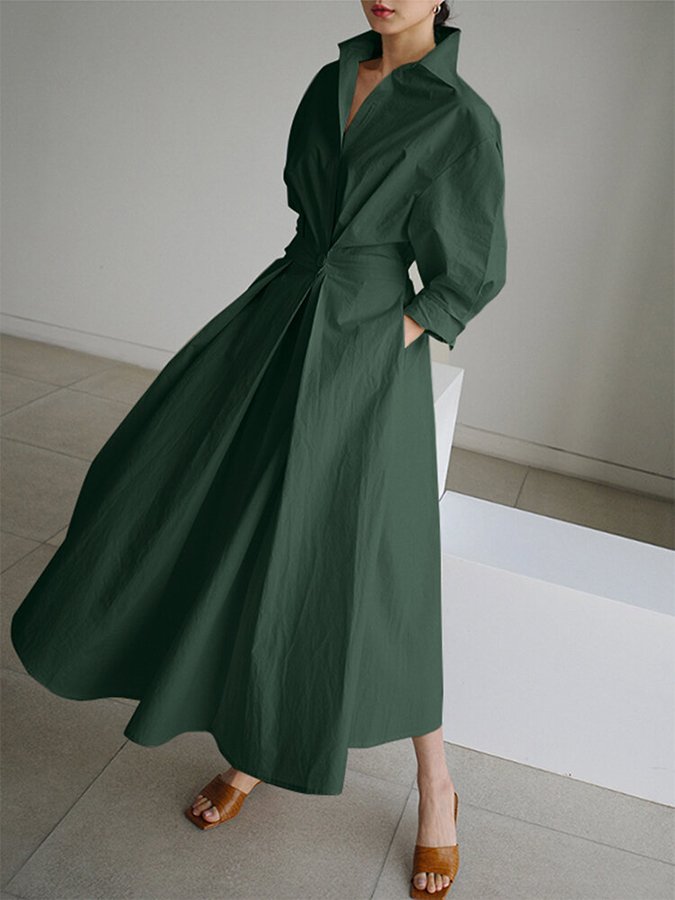 Béatrice Twist-Waist Midi Shirt Dress