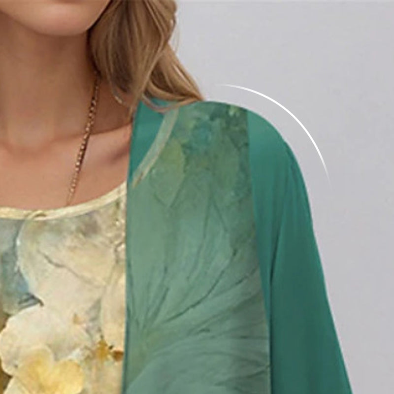 Brigitte Flowy-Cardigan Two-Piece Midi Dress