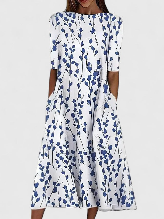 Claudine Botanical-Print Midi Dress