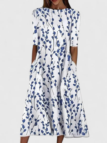 Claudine Botanical-Print Midi Dress
