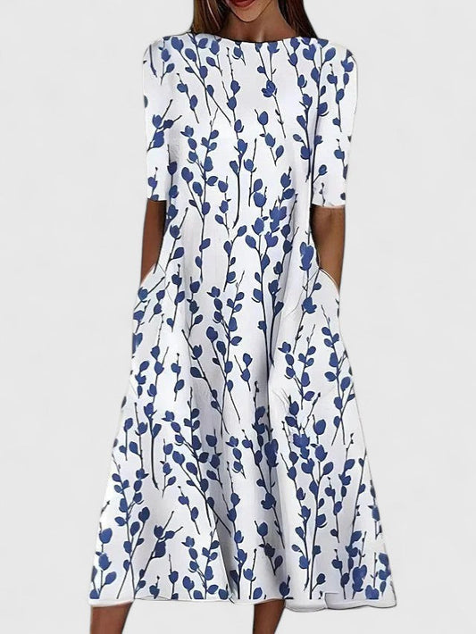 Claudine Botanical-Print Midi Dress