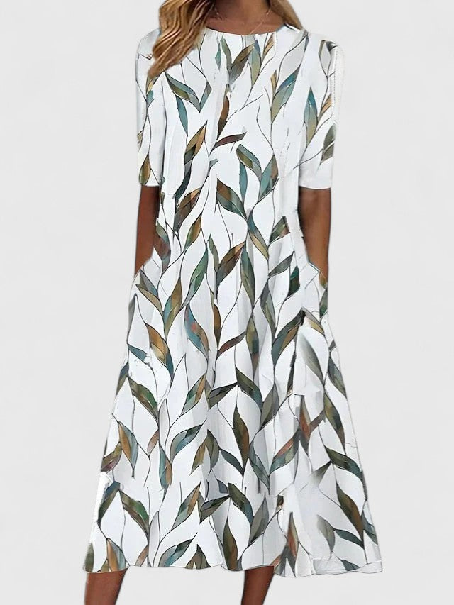 Claudine Botanical-Print Midi Dress