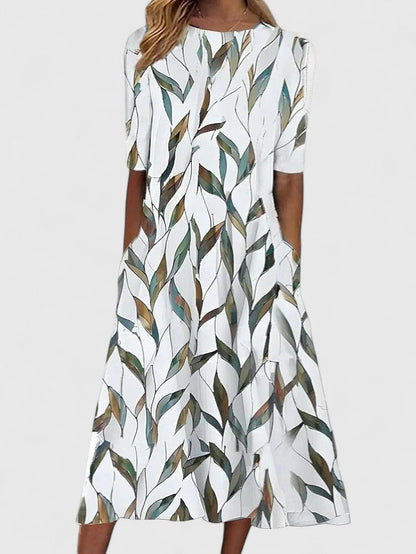 Claudine Botanical-Print Midi Dress